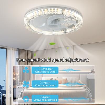 Lampe de ventilateur de plafond LED moderne 2 en 1, base de convertisseur E27, 4 réglages de vitesse, faible bruit, intensité variable, ventilateur de plafond économe en énergie avec lampe LED