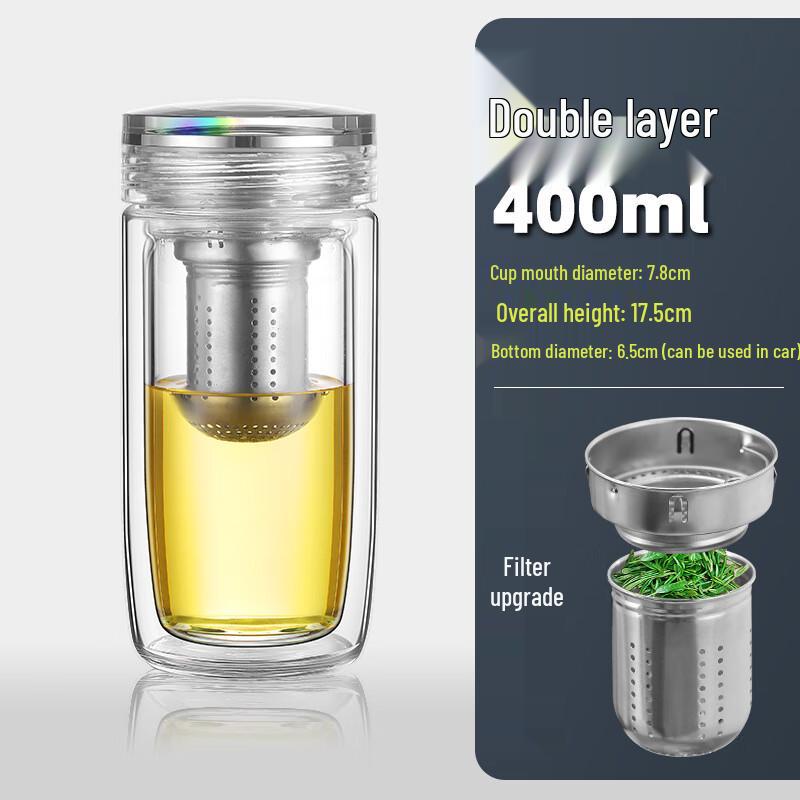 MINGHUI Crystal Goose Egg Double-Layer Glass Tea Infuser Cup