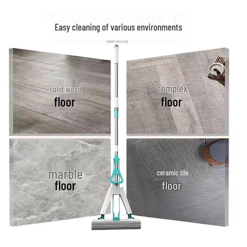 Youlehui Hand-Free PVA Sponge Mop with 3 Refills