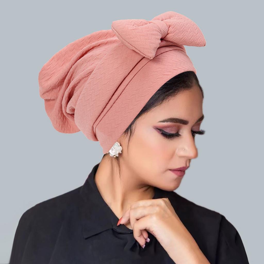 Women's Hijab Solid Color Muslim Turban Bonnet Flower Decor Ramadan Head Wrap Scarf Indian Hat