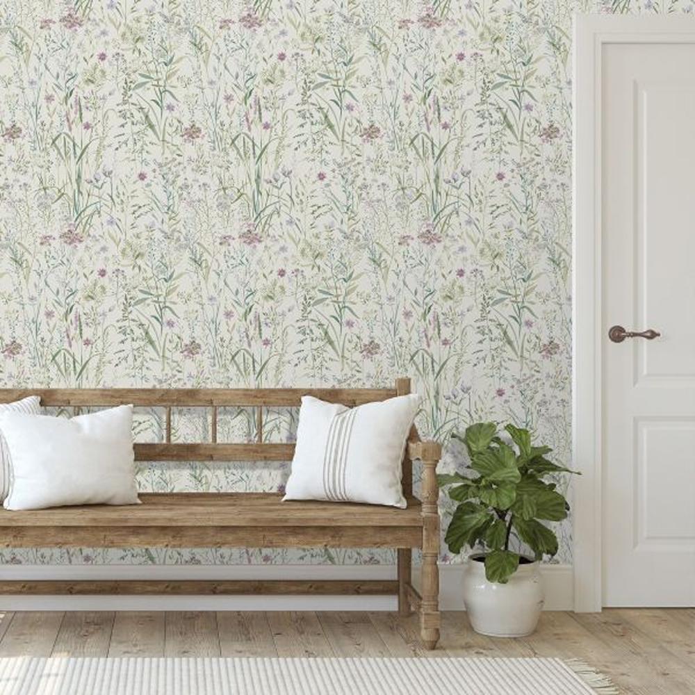 Grandeco Flower Vinyl Textured Wallpaper