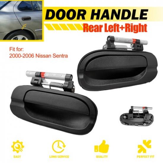 2X Rear Door Left+Right Outside Handle Black For Smooth Sentra Nissan 2000-2006