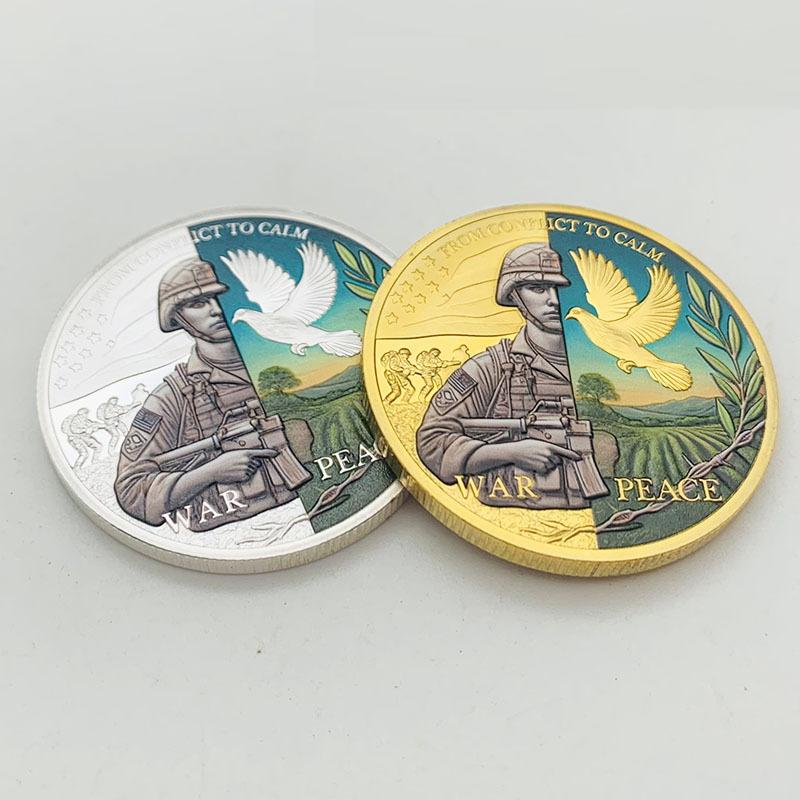 War and Peace, Tree of Life, Gold Plated Color Printed Commemorative Medals, Creative Gifts, Coins, Commemorative Coins