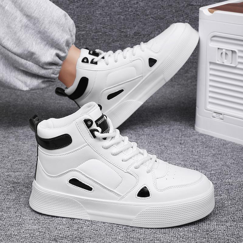 Men White Running Shoes Skateboard Street Style Sneakers Students High Basketball Shoes Large Size