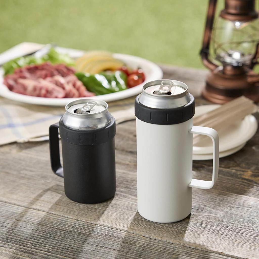 Yamakatsu Minotouen DAYCAN 500ml Stainless Steel Holder with Double Silicone Fully Ideal for Outdoor Use DC-2052B, Black, Tumbler/Can Vacuum-Resistant