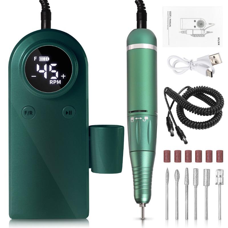 45000 RPM New Portable Nail Drill Professional Rechargeable Electric Nail File Machine File for Acrylic Gel Polishing Removing