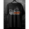 Men's Heavyweight Motorcycle T-Shirt with ADV Rider & Bike Graphic - All-Season Short Sleeve Tee, Black/Orange/White Color Scheme for Long-Distance