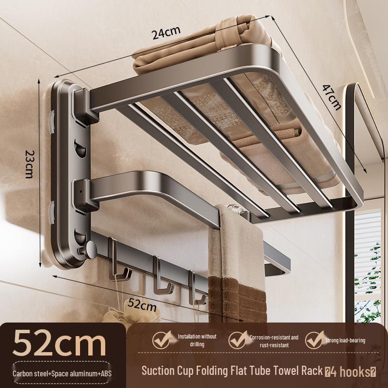 Vier-Saugnapf-Stanzfreier Wandmontage-Klappbarer Badezimmer-Handtuchhalter & Ablage