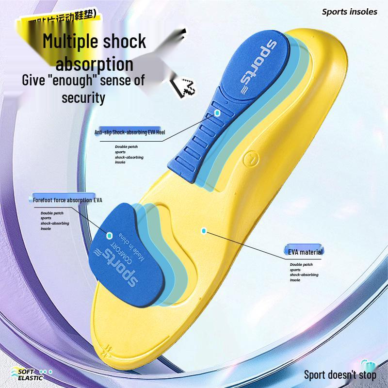 EVA Sports Insoles: Men's Air Cushion Shock-Absorbing, High-Elastic Arch Support for Running, Basketball, and Badminton.