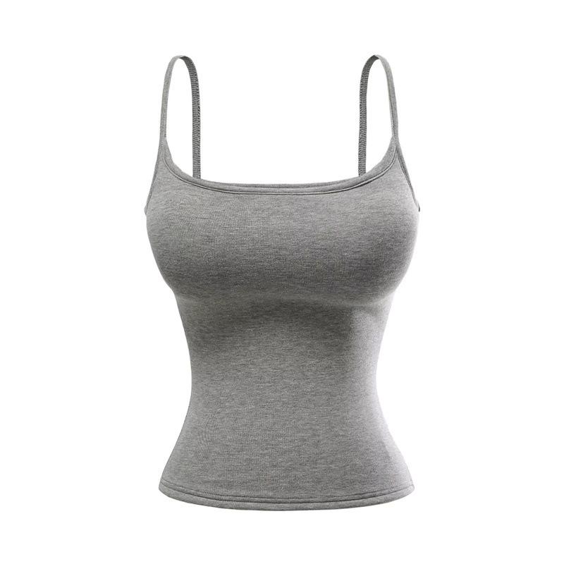 Canotta Calda in Pile da Donna Stile Spicy Girl: Top aderente, elasticizzato, senza maniche con coppe al seno per Autunno/Inverno