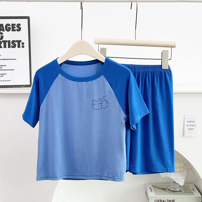 Modal Summer Pajamas: Ice Silk Short-Sleeve Set for Boys and Girls 