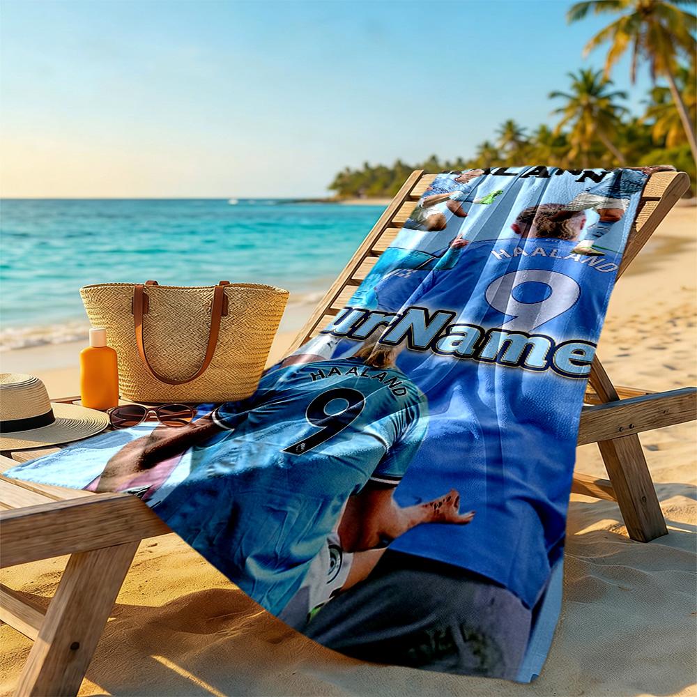 Haaland Customized Name Beach Towel Quick-Dry Soft Microfiber Ideal for Travel Outdoor Swim Pool Yoga Surf Camping Hiking Gym Gift Holiday