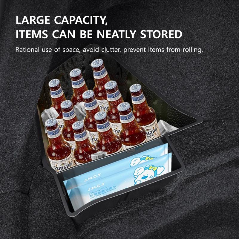 Trunk Side Storage Box with Cover for Tesla Model Y Juniper 2025 TPE Waterproof Trunk Organizer Storage Box Car Interior Parts