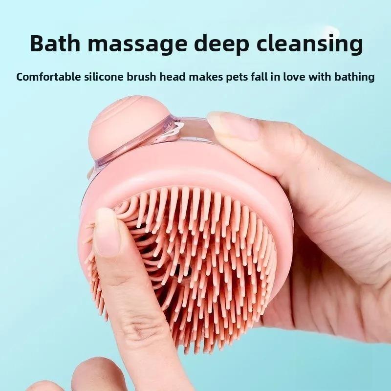 Pet Grooming Massage Shampoo Silicone Bristle Pet Bath Brush Dog Brush Haired Puppy Cat Plastic Bathing Tool Cleaning Supplies