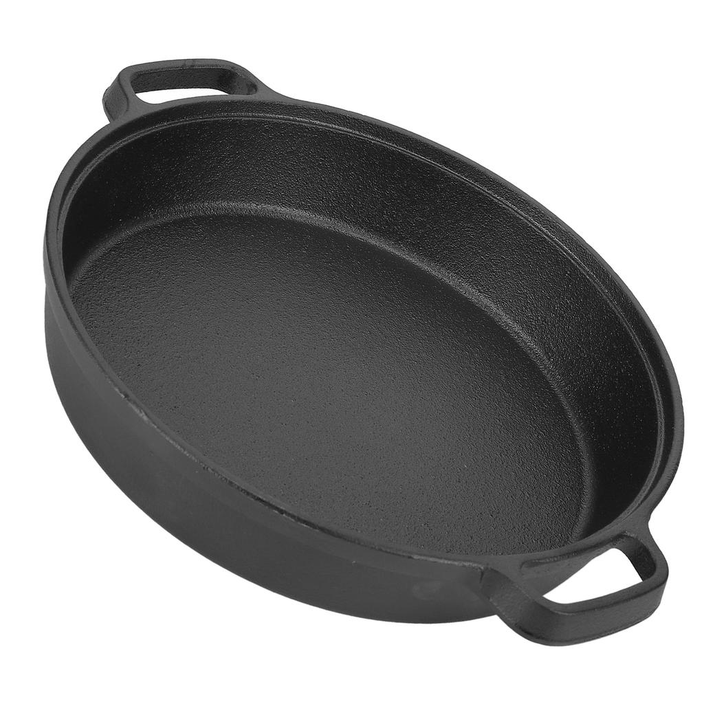 25CM Thickened Pancake Pan Cast Iron Flat Bottom Pan 2 Handle Kitchen Frying Pan for Household
