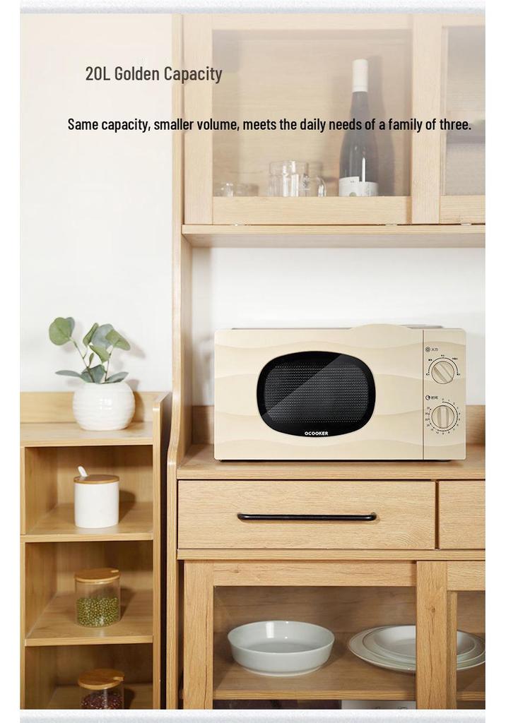 QuanChu Retro Multi-functional Mini Microwave Oven with Turntable and Light Wave Technology