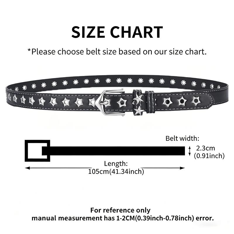 Cintura Punk Moda con Occhielli a Stella Vuota, Classica Fibbia ad Ardiglione Cintura Jeans Designer per Donna, Trendy Streetwear Cintura All-match