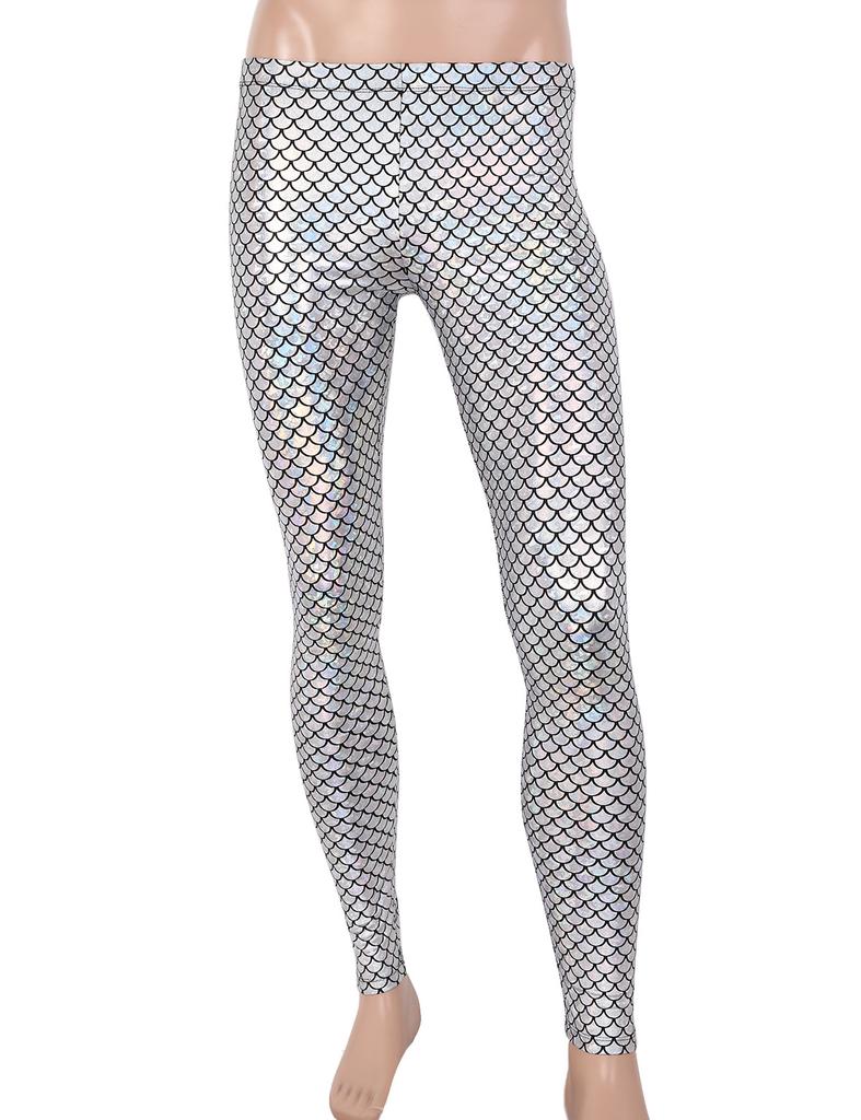 Mens Shiny Mermaid Fish Scale Print Mid 