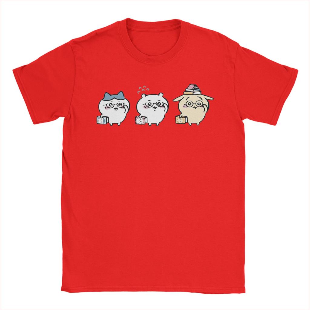 Men Nerdy Chiikawas and Friends Book Club Hachiware Usagi T Shirt Pure Cotton Tops Vintage Crew Neck Tee Shirt Gift TShirt