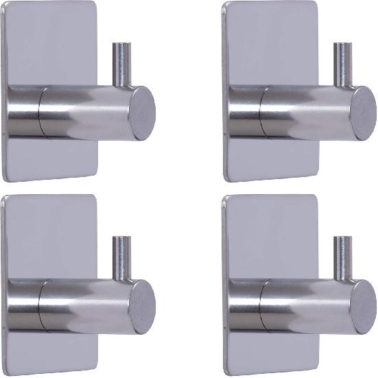 3m Hooks Adhesive Hook Heavy Duty Wall Hook Waterproof Stainless Steel Hook, Suitable for Hanging Coat, hat, Towel Robe Hook Wall Hanging - 4 Pieces