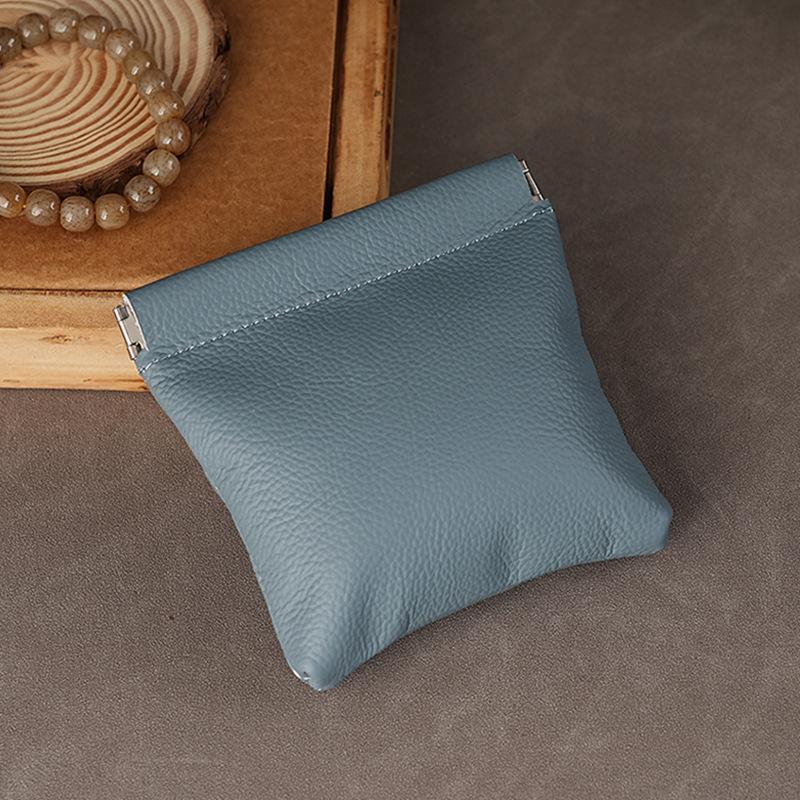 

Новый мешок для мелочи, сплав шрапнель, автоматическое открытие и закрытие, кожаный раструб, красный конверт, ключи от машины, наушники, хранение ювелирных изделий, маленький кошелек джинсовый синий