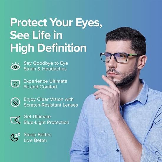 Intelllens | Gafas para computadora Zero Power Blue Cut | Antirreflejos, ligeras | Protección UV | Unisex | Plateadas | Cuadradas | Medianas