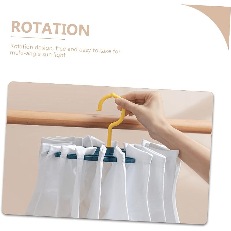 1pc Multi-functional Rotating Sock Rack 20-Clamp Hanging Design,for Balcony/Dorm/Laundry Room Space-Saving, Plastic Material, Drying Racks