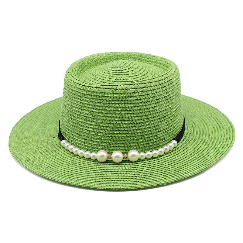 Straw Hat Women'S Summer Concave Top Top Hat Seaside Vacation Pearl Beach Hat Internet Celebrity Straw Hat Sun Hat
