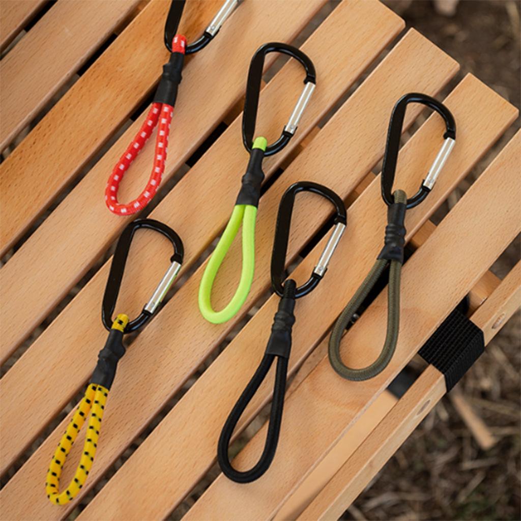 5pcs Tent Fixing Bungee Cord Versatile Elastics Rope Strong Load Bearing Hook with Quickly Attach Carabiner Clip
