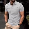 Men's Solid Color Button Short-Sleeve Polo Shirt