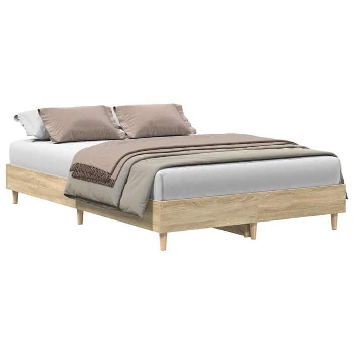 VidaXL Cadre de lit sans matelas chêne sonoma 140x190 cm, meuble de chambre à coucher, sommier, lit double, lit, châlit, lit 861059