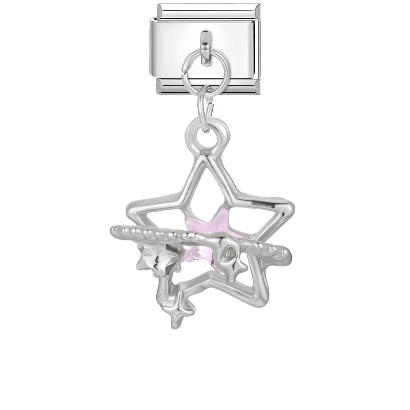 Pink Butterfly Romantic Flowers Heart Star Moon Pendant Italian Charm Links Fit 9mm Bracelet Stainless Steel DIY Making Jewelry