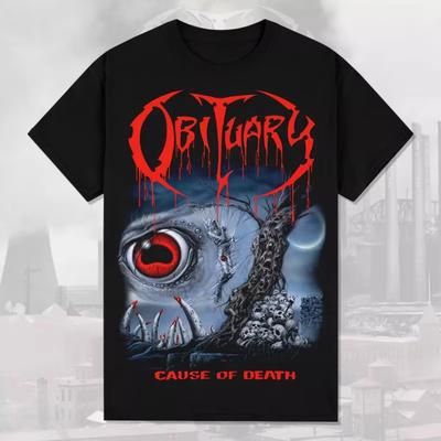 Czarny T-shirt Nekrolog Przyczyna Śmierci1990 Brutalny Death Metal Grafika Bawełna Męski Damski T-shirt Koszulka z Krótkim Rękawem Oversize