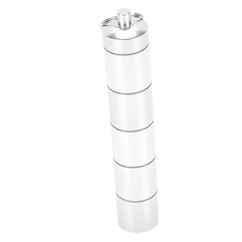 6 Fächer Mini-Tabletten-Etui Aluminiumlegierung Wasserdicht Tragbare Tablettenbox Spender 25x140mm