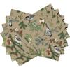 Birds Floral Placemats Set Of 4,Vintage Botanical Floral Snow Berry Pine Tree Winter Christmas Dining Room Kitchen Tabletop