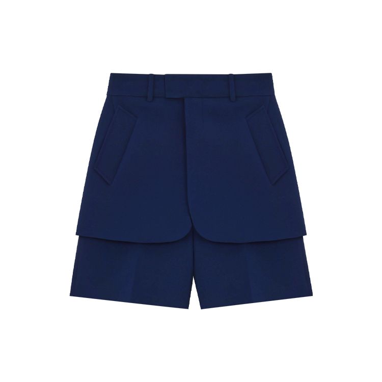 We11done Ss22 Fake Two-Piece Spliced Fitted Casual Shorts Men shorts Navy-Blue WD-PT1-22-274-M-NV