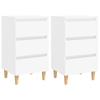 Day and Night - Day and Night Nightstands 2 Pcs Solid Wood Legs White 40x35x69 Cm