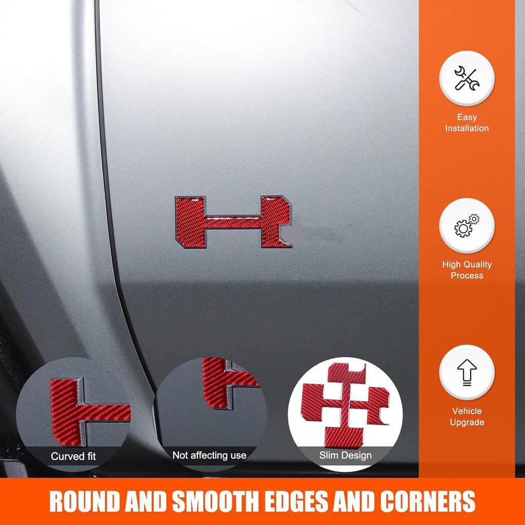 for Hummer EV Accessories Auto 2 Side Doors Body Sticker 3D Badges 2PCS Compatible with Hummer EV 2024 Real Carbon Fiber Decorative Decals (Style A