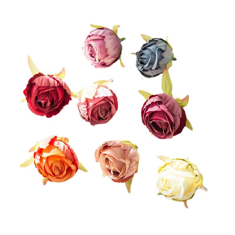 Symulacja Vintage Przypalone Krawędzie Główka Róży Jedwabne Kwiaty Sztuczne Kwiaty Materiały DIY Ręcznie Robione Dekoracja Pudełka na Prezent Dekoracja Ślubna Elegancja Sztuczne Kwiaty