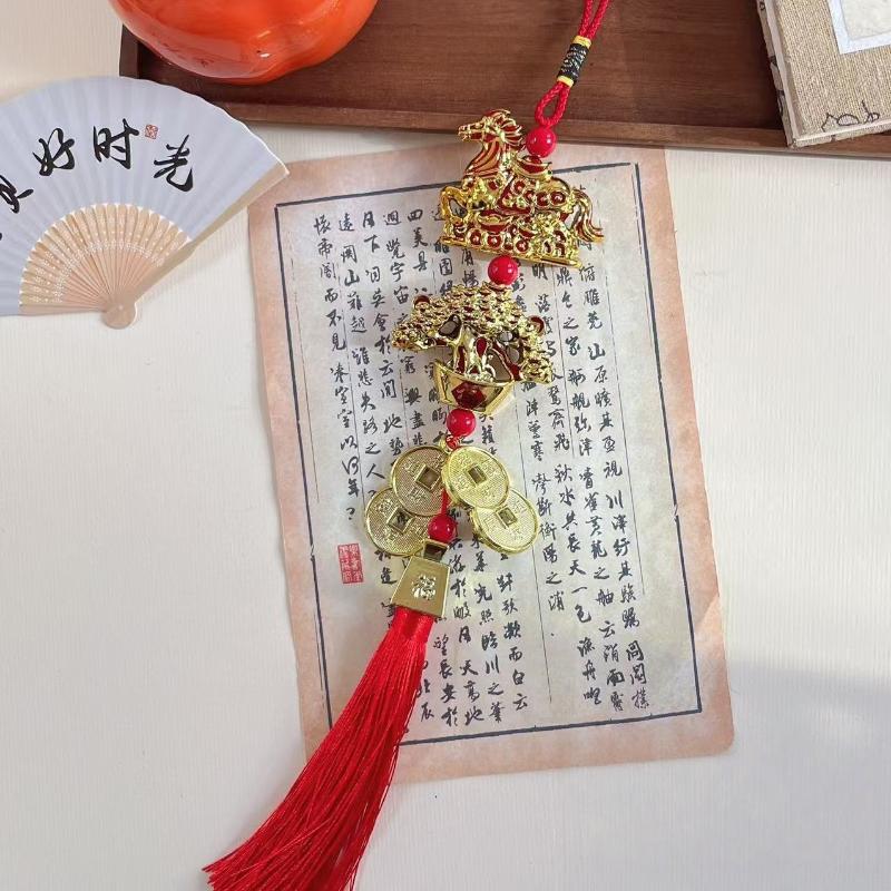 Traditional Chinese Horse Zodiac Pendant; Car Ornament for Spring Festival; Tassel Pendant Gift