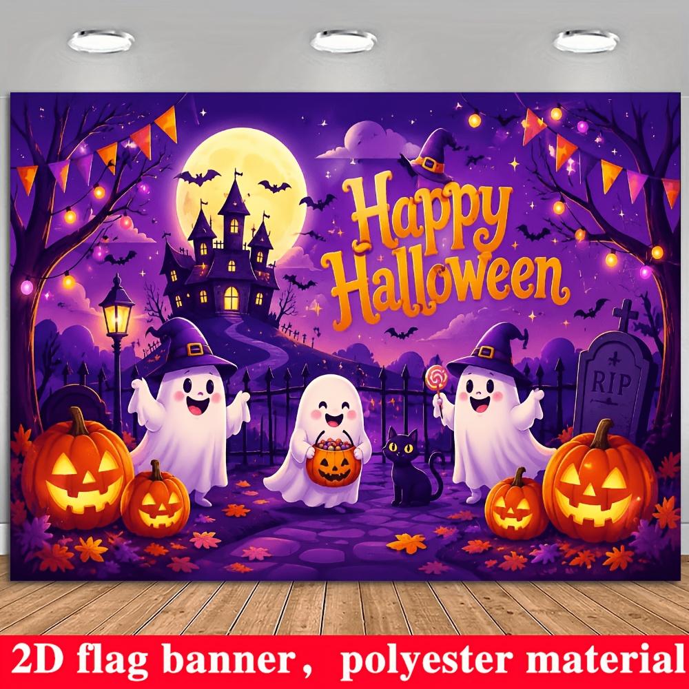 Halloween-themed banner background, suitable for indoor and outdoor events. Can be used as a photo backdrop or wall decoration.