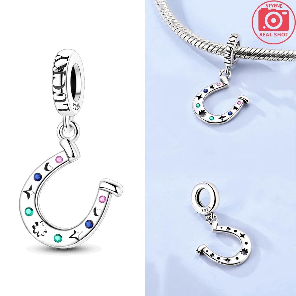 Pink Zircon Heart Colorful Unicorn Blue Moon Copper Charm Beads Fit Bracelet Jewelry Diy Women Accessory Gift