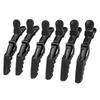 6Pcs Crocodile Hair Clip Anti slip Single Prong Hairdressing Hair Section Claw Clasps Black