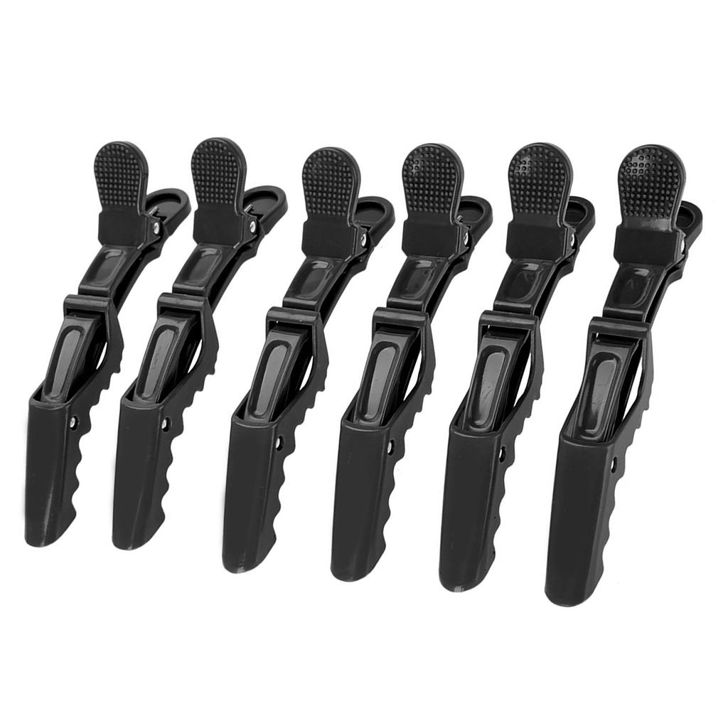 6Pcs Crocodile Hair Clip Anti slip Single Prong Hairdressing Hair Section Claw Clasps Black