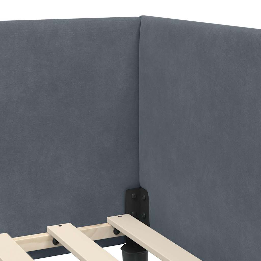 Corner Bed Frame with Headboard Dark Grey 80 Cm X 200 Cm Velvet