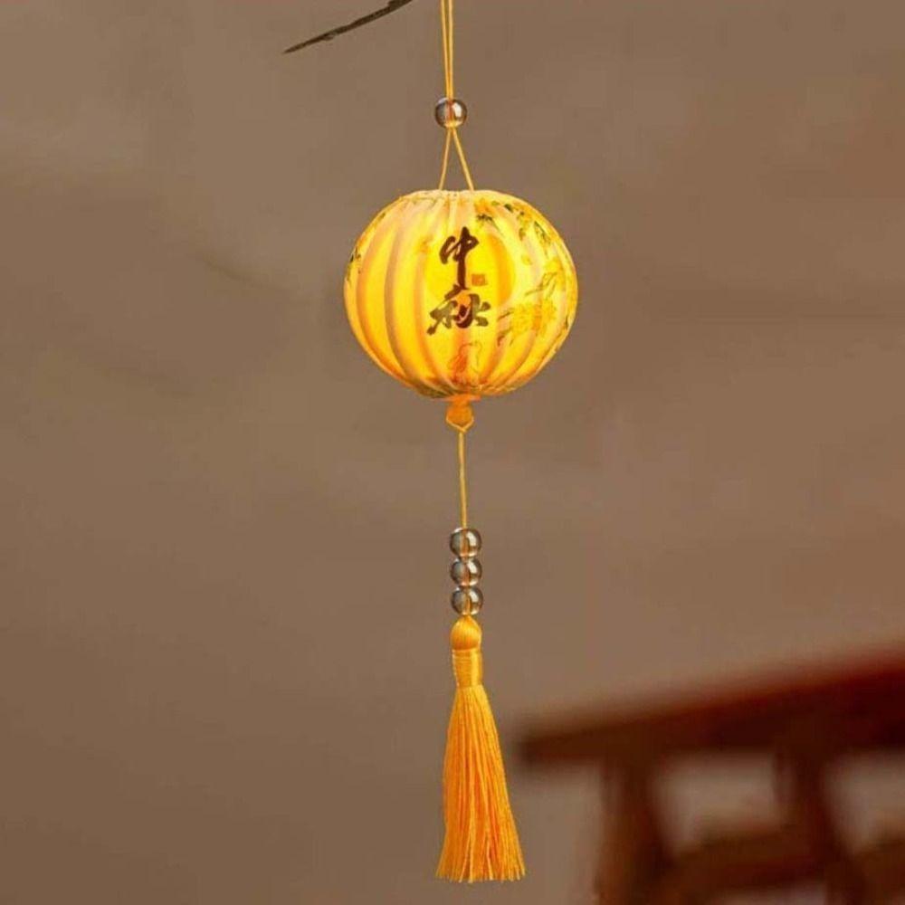 Sturdy Frame Mid Autumn Lantern Fabric Cover Glowing Holiday Lamp  School Class