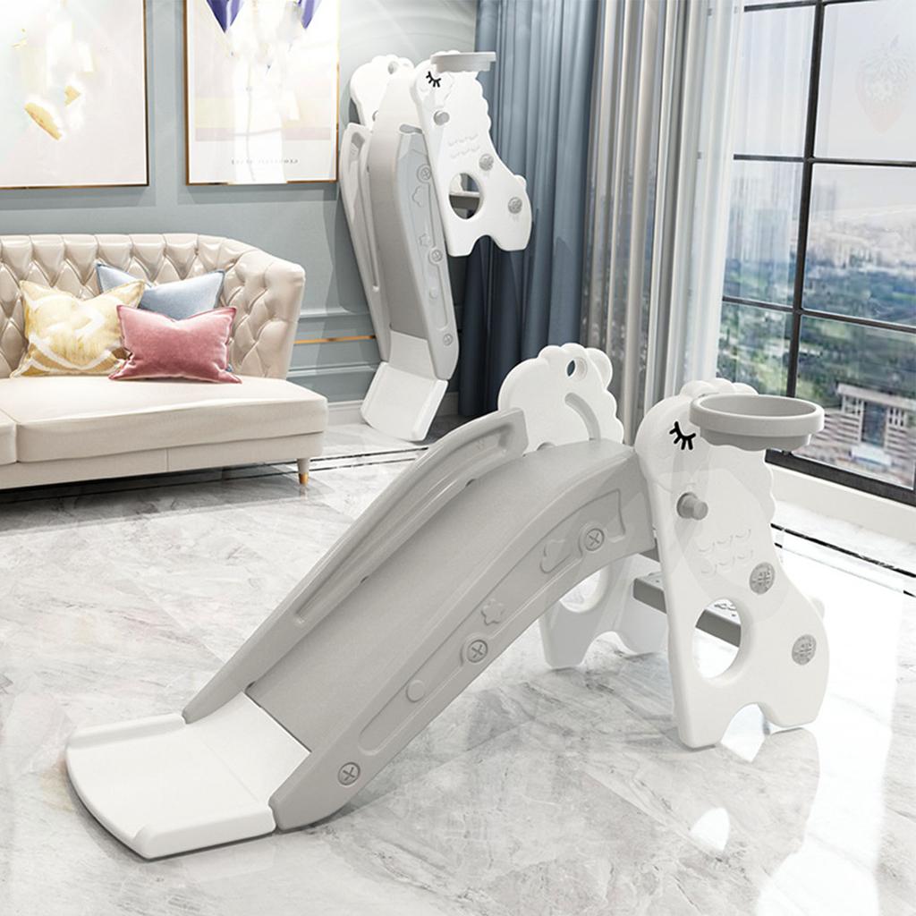 Indoor Toddler Slide with Basket Stable Foldable Multifunction Indoor Kids Slide Playground With Small Basketball for Home