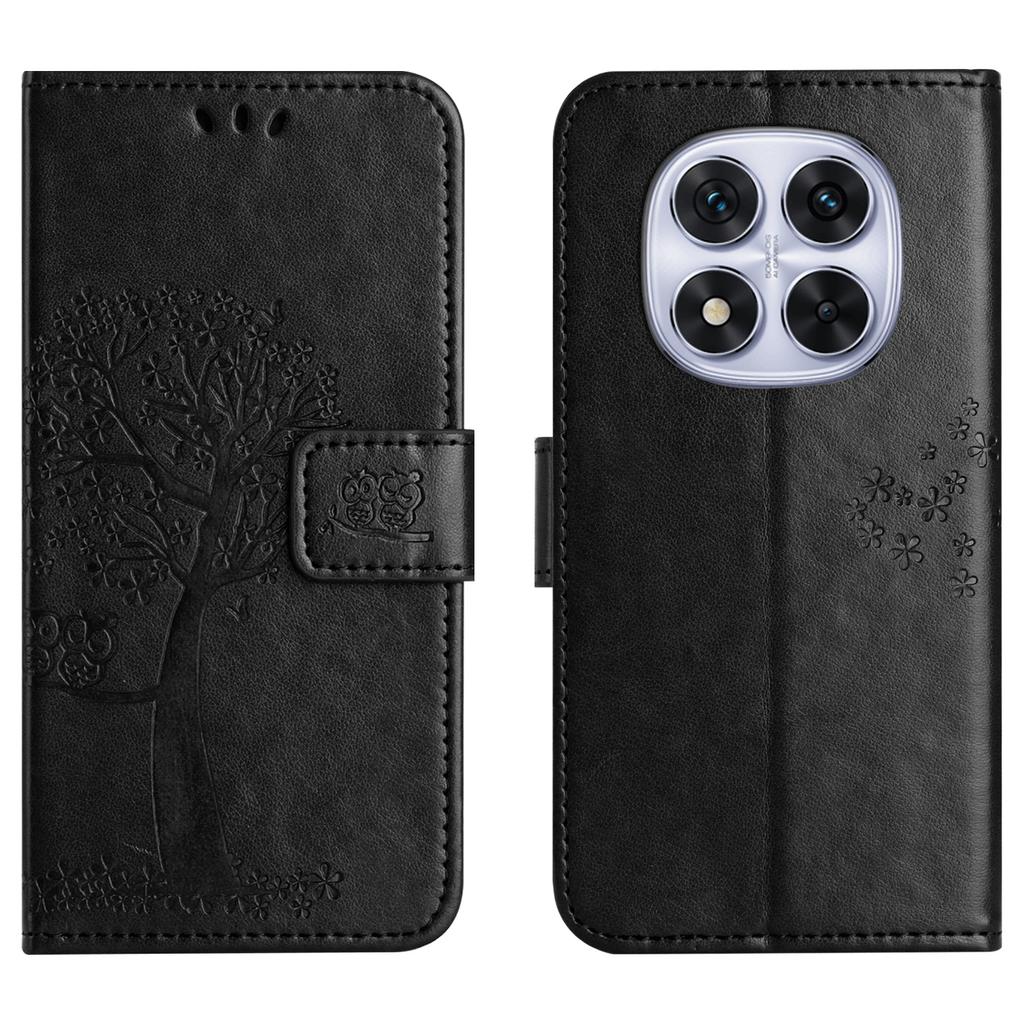 For Xiaomi Redmi Note 15 Pro 5G (Global) Case PU Leather Owl Tree Imprinted Wallet Phone Cover with Strap