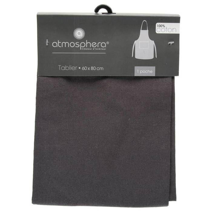 Tablier Coton Gris Ardoise 60x80cm - Atmosphera Createur D'interieur