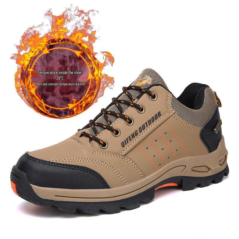 Men's and Women's Non-Slip Hiking Shoes - Plus Size, Autumn/Winter, Velvet-Lined